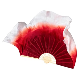 红梅赞扇子舞蹈扇真丝渐变色酒红绸扇东北民谣表演出跳舞专用道具