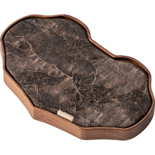 寻心胡桃木壶承干泡台复古茶具防水布艺养壶垫小型茶台收纳茶托盘