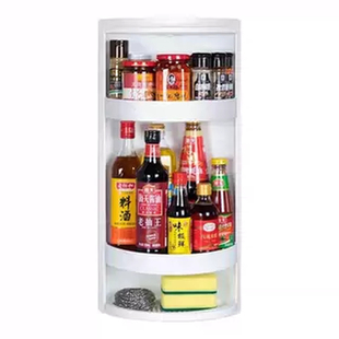 厨房旋转调料置物架多功能调味品收纳储物柜台面转角柜壁挂小神器