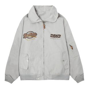 HEEMKIZOO日系复古男春季翻领工装刺绣户外飞行员夹克外套情侣潮
