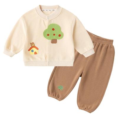 嘟嘟家春秋宝宝开衫长裤卡通套装