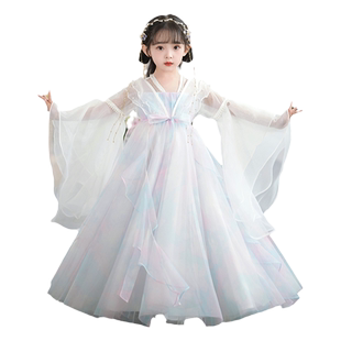 中式儿童礼服公主裙女童旗袍长袖花童钢琴表演演出晚礼服红色春夏