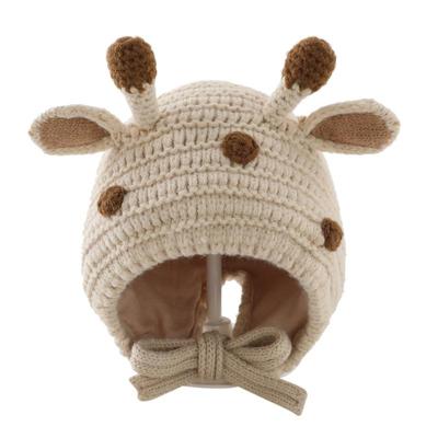 小鹿造型婴儿毛线帽可爱针织护耳