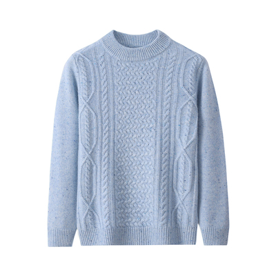 儿童加厚点纱麻花100%纯山羊绒衫