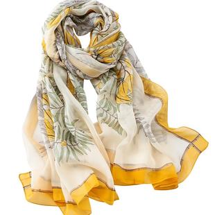 真丝丝巾女士夏季薄款防晒沙滩头纱巾大披肩外搭海边围巾旅游三亚