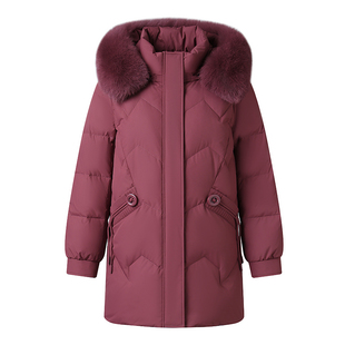 雅鹿羽绒服女中长款妈妈装2025冬季新款中老年加厚大码白鸭绒外套