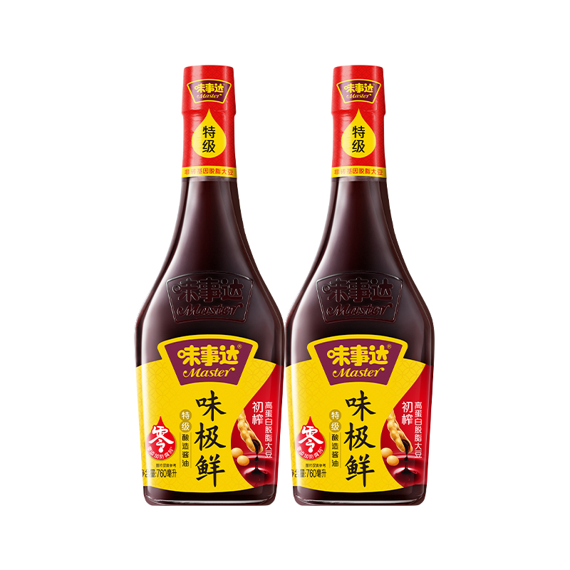 味事达味极鲜特级酿造酱油760ml*2瓶装家用厨房炒菜凉拌调味酱油