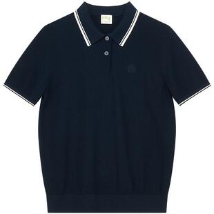 【春夏甄选】Hazzys哈吉斯POLO领短袖针织衫女士休闲通勤套头上衣