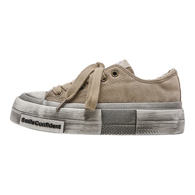 鲁鲁蛋 韩系厚底板鞋女款2025新款冬季保暖加绒帆布鞋二棉小白鞋