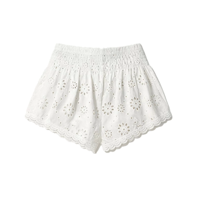 Hollow embroidery loose beach shorts镂空刺绣宽松度假沙滩短裤