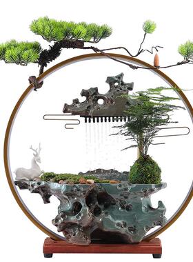 流水摆件加湿器氛围灯水帘太湖石