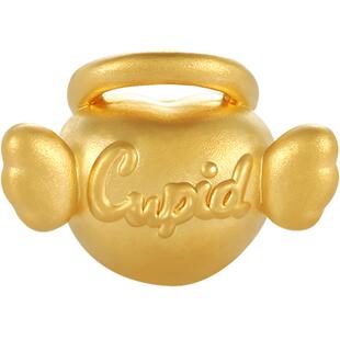 明牌珠宝5D硬金串珠 黄金丘比特之心手链足金520情侣礼物AFP0705