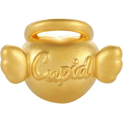 明牌珠宝5D硬金串珠 黄金丘比特之心手链足金520情侣礼物AFP0705