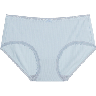 三福低腰内裤女撞色花边蝴蝶结罗纹弹力包臀纯棉裆女士内裤428158