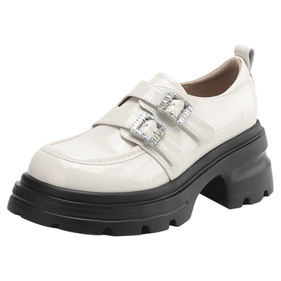 达芙妮厚底乐福鞋女英伦风小皮鞋