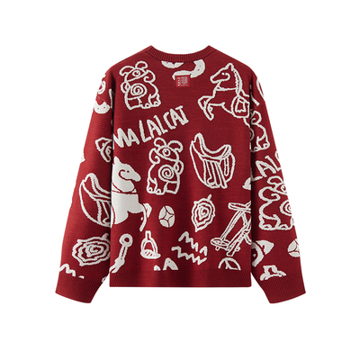 森马国博衍艺联名满版提花毛衫男