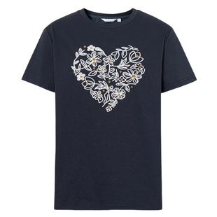 伊芙丽outlets店索罗那凉感重工爱心花朵钉珠绣花短袖T恤上衣夏女