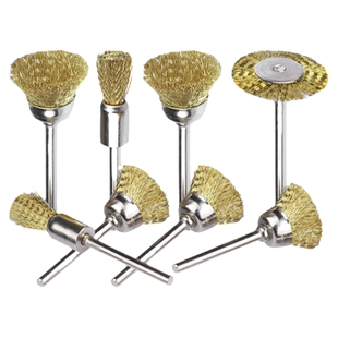 模具抛光铜扫去除火花纹小铜丝T型气动打磨头碗型笔形除锈电磨头