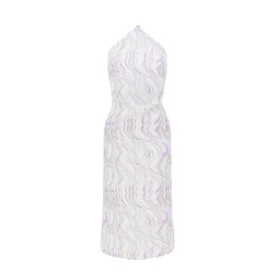 Heirloom 法式性感水波纹印花挂脖吊带裙女夏挂脖度假约会连衣裙