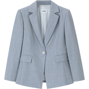 [天然绵羊毛]LANDI 雾霭蓝 轻通勤修身西装套装女西服2025春新品