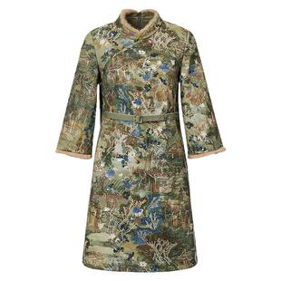 【金陵家宴】VGRASS真貂毛边旗袍连衣裙春季新款新中式裙装女