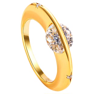 VISING珠宝金色1.5克拉莫桑钻石戒指婚戒设计款飞碟钻戒