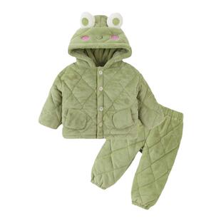 嘟嘟家宝宝家居服套装冬季男童睡衣加厚两件套女童加绒睡裤儿童冬