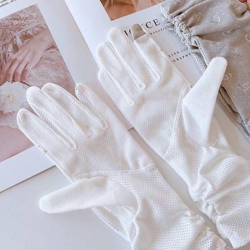 防晒手套女春夏季防紫外线骑行款纯薄透气屏款长触开车棉布中防滑