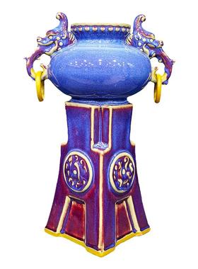 禹州钧瓷花瓶摆件家居办公室装饰工艺品《金玉满堂》中式陶瓷礼品