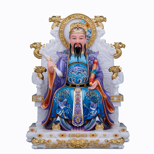 文昌帝君神像汉白玉彩绘文昌星君文曲星书法佛梓潼像书房供奉摆件