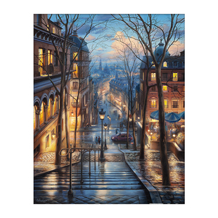 3D-JP成人高难度2000片拼图风景建筑墙面装饰蒙马特宁静之夜H2058