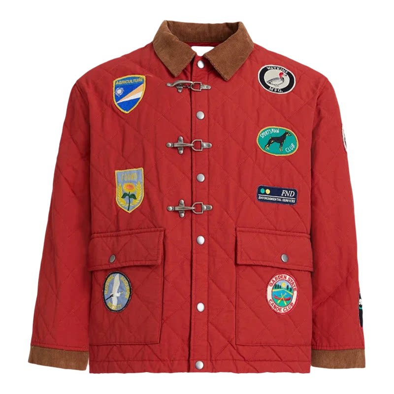 Profound红色多徽章绗缝棉服