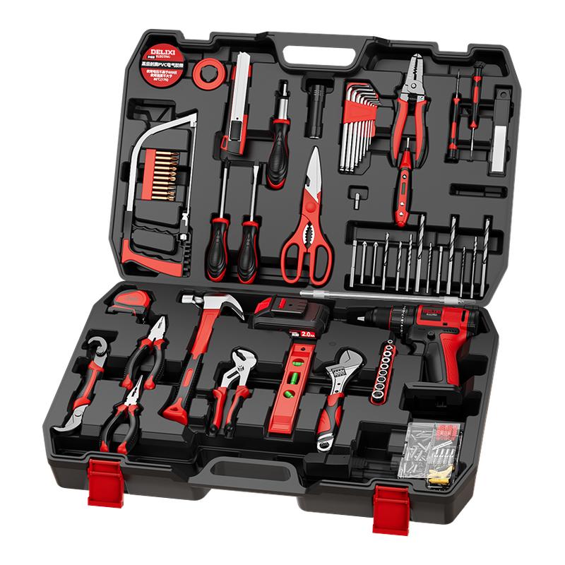 德力西工具箱家用套装锂电钻五金家用工具组套