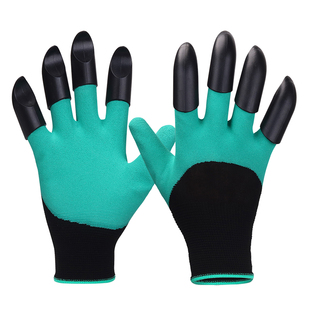 园艺挖土手套拔草专用防刺防水带爪耐磨刨地园林种花种菜防护手套