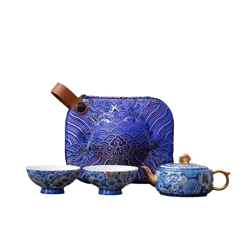 东墨轻奢复古功夫茶具青花泡茶壶
