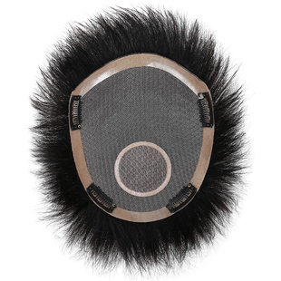 短发款造型全手织男士手工假发真发黑色头顶补发块自然男款假发片