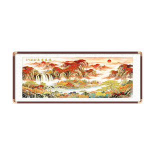 鸿运当头办公室专用挂画中式浮雕鎏金背景墙装饰画聚宝盆山水画