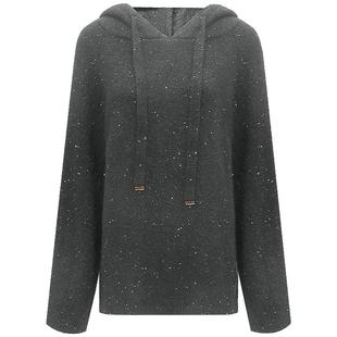 COCOBELLA格雷系灰色细闪亮片通勤毛衣女软糯拉绒针织帽衫MZ579-3