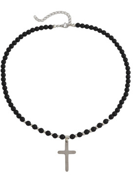 时尚个性黑色串珠十字架项链