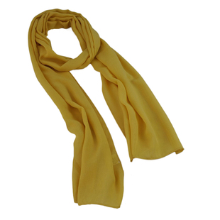 细窄长条围巾女2026新款薄纯色棉麻护颈围脖丝巾百搭装饰领巾黄色