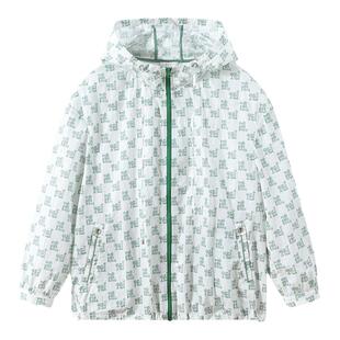 菲妮迪女装防晒服2024夏季时尚印花收腰气质轻薄短外套上衣女