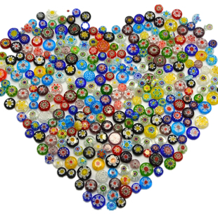 有孔千花琉璃嵌花玻璃扁珠Diy个性手串配饰马赛克创意手工制作