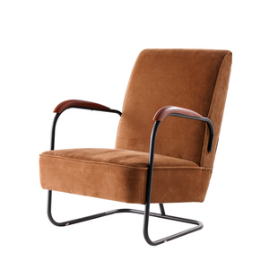 失物招领单人轻奢沙发椅 牛皮沙发北欧 原创设计复古铁艺休闲椅