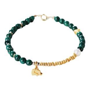 孔雀石手链女纯银碎银子小象手串天然水晶珠子凤凰石串珠冷门手饰