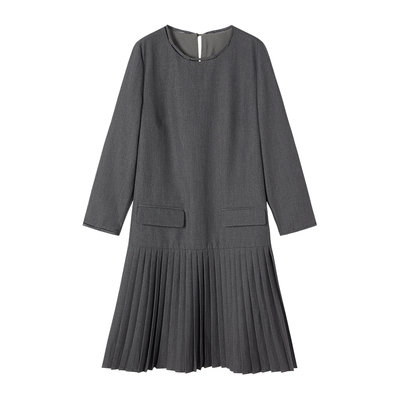醋纤羊毛知识分子风连衣裙