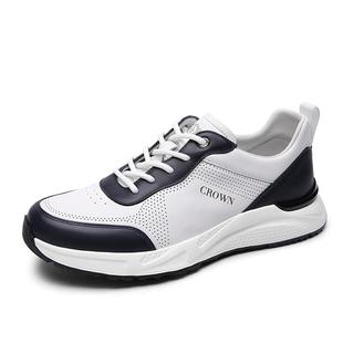 CROWN/皇冠运动男鞋2025春夏季新款真皮男鞋休闲鞋透气小白鞋男潮