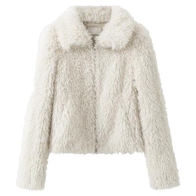 【清仓秒杀】冬季巨好看小个子独特漂亮羊羔毛流行白色毛绒绒外套
