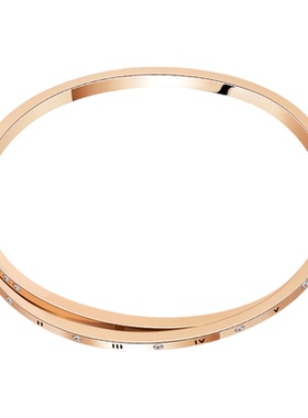 阿吉豆手链女玫瑰金几何线条手镯