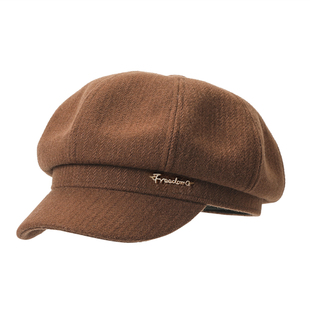 畹町八角帽女秋冬季复古英伦报童帽百搭显脸小帽子质感画家八角帽