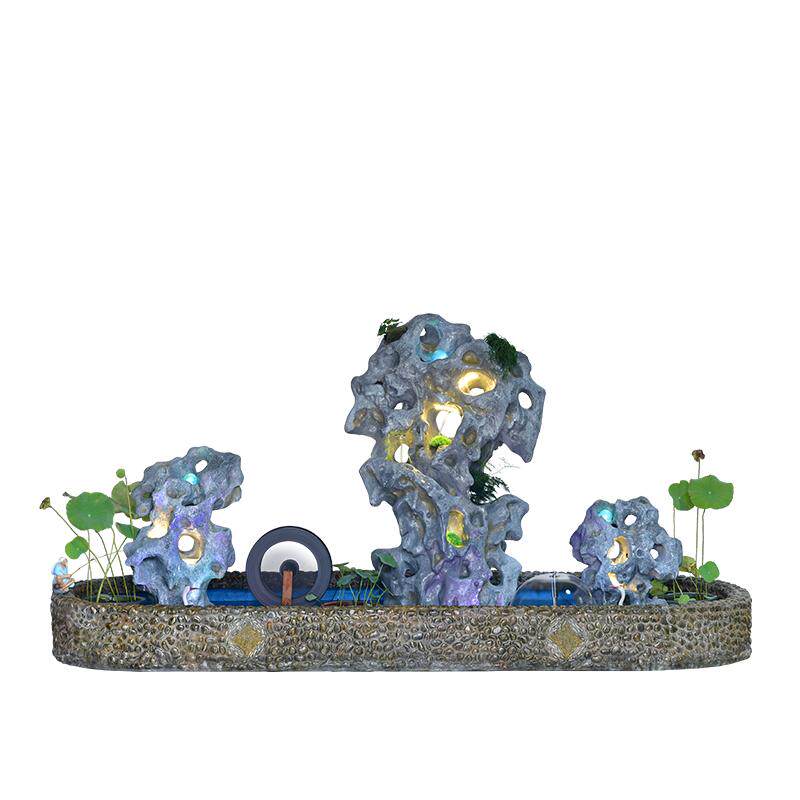 庭院花园太湖石景观假山流水喷泉